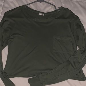 cropped army green long sleeve w pocket